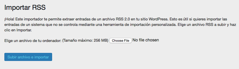 На следующем экране вы сможете загрузить файл RSS, который вы скачали ранее